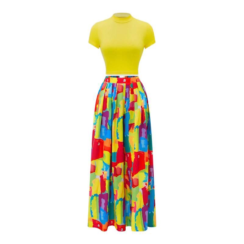 Women's Sleeveless Printed Fashion Set with Versatile Wide-Leg Pants