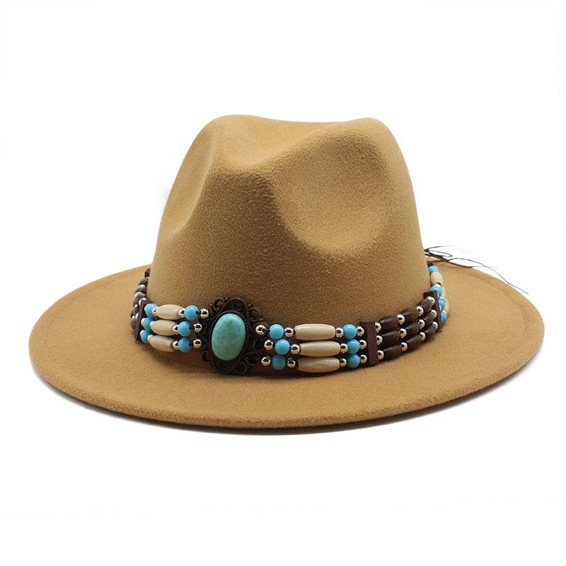 Jazz Hat Woolen Imitation Wool Felt Hat Neutral Versatile Top Hat Men'S And Women'S Cowboy Hats