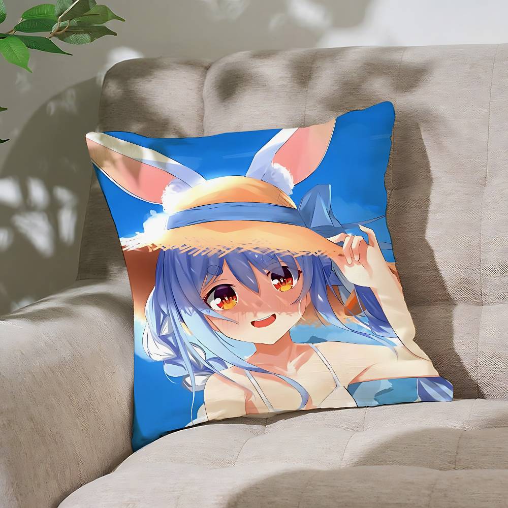 

U-Usada P-Pekora Cute Hallway Pillow Case Cushion Cover Soft Throw Pillow Case For Car Sofa Pillowcase Polyester With Zipper 16x16Inch