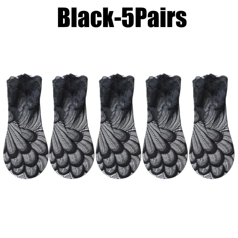 Fashion Women Lace Flower Mesh Socks Non-slip Invisible Liner Sock Female Elastic Comfy Thin Breathable Ankle Socks