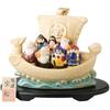 Seven Lucky Gods and a Treasure Ship W10cm X D18cm X Auspicious Item for Good Fortune and Made of Seto Ware Ceramic In Ale-net Figurine (Cream Color)