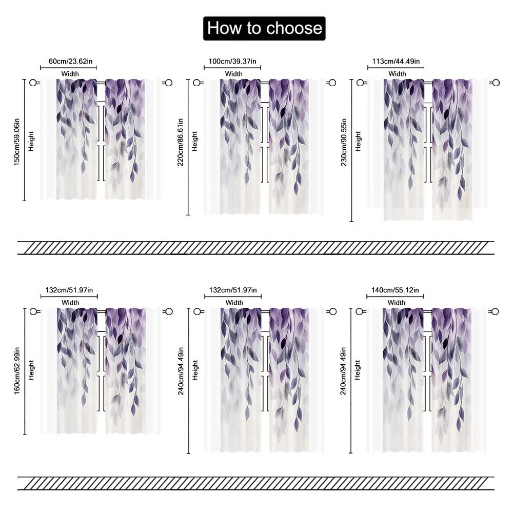 2pc    Window Curtains Leaves Machine Washable Polyester  Without Electricity Family Party Use for Holiday Party   General