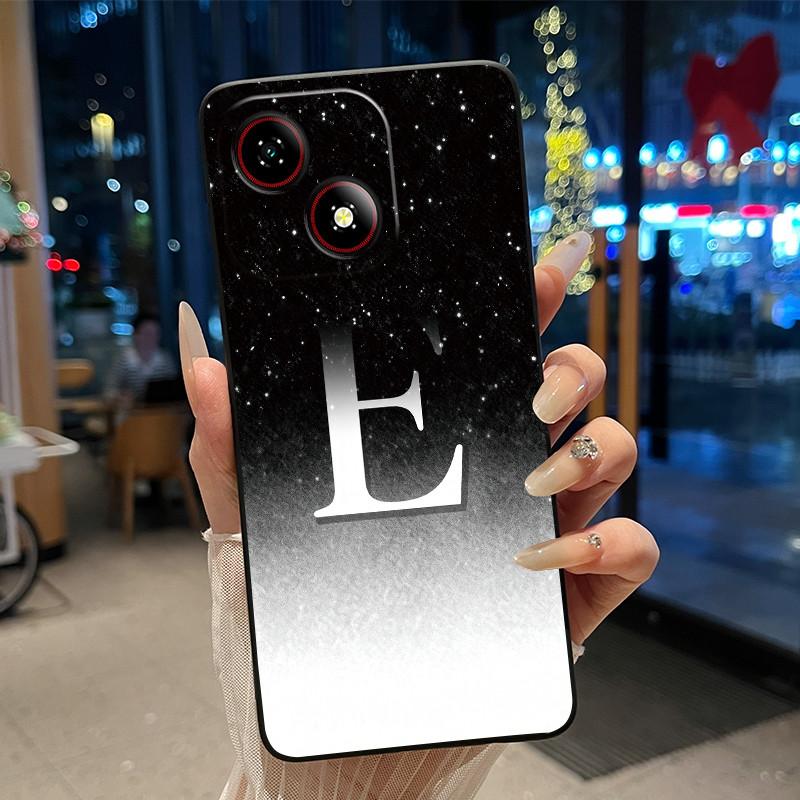 Beautiful Bright Color Couple Phone Case For ZTE Blade A35E Anti-scratch Soft Lucky Initial A-Z Letter Pattern Shell