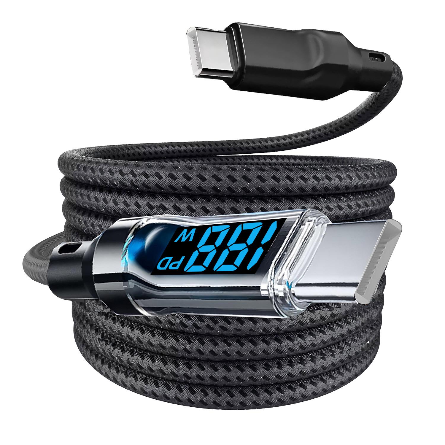 

240 Вт USB Type C на USB C Кабель PD 3.1 Быстрая зарядка Провод для зарядки Для iPhone 15 Pro max Xiaomi Samsung 1m чёрный