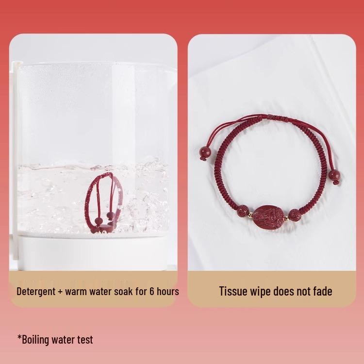 2025 Dragon Year Cinnabar Zodiac Guardian Hand-Woven Red Rope Bracelet for All Genders and Children