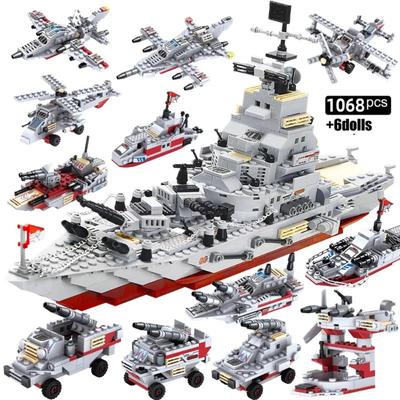 1068PCS Military Combination  Building Kit, All In 1 Cruiser Ocean Ship Building Blocks Set with Warship Gifts for Toys Boys Kid