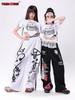 Girls' Jazz Dance Hip Hop Set: Short Sleeve Tee, Vest, and Straight Leg Pants – Perfect for Summer Performances