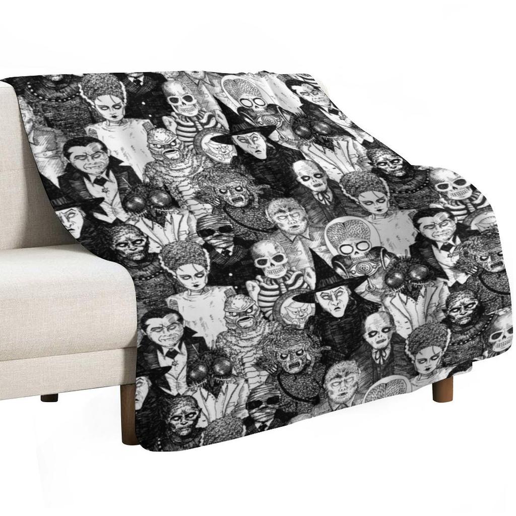 Horror Monsters Throw Blanket All Season Soft Lightweight Blanket for Home