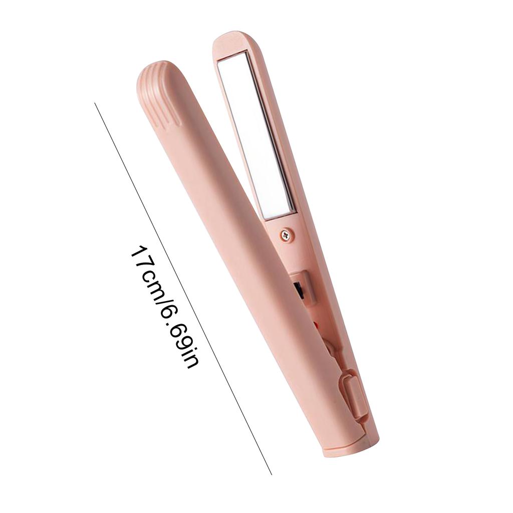 Portable USB Curling Iron Heats Up Fast Mini Dual Purpose Hair Straighteners Portable Hair Curler Flat Iron for Short Hair