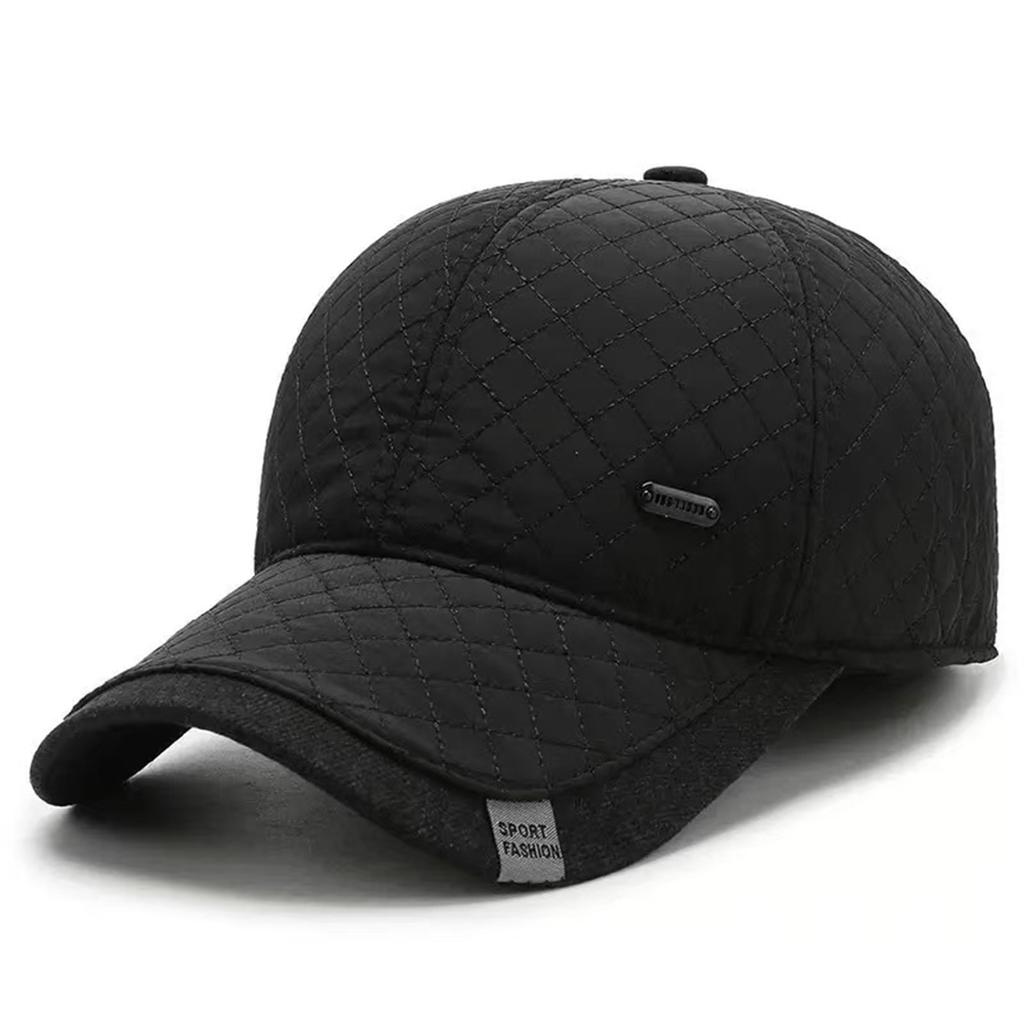 Fashion Diamond Grid Ear Protection Baseball Cap Winter Middle-aged and Elderly Warm Hat Leisure Travel Outdoor Hats Golf Caps