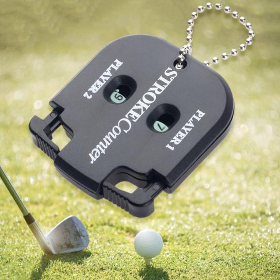 Portable Golf Score Counter Clicker, 2 Player Stroke Counter Scorer Indicator, Mini Square Score Keeper for Golf Training Competitions & Games
