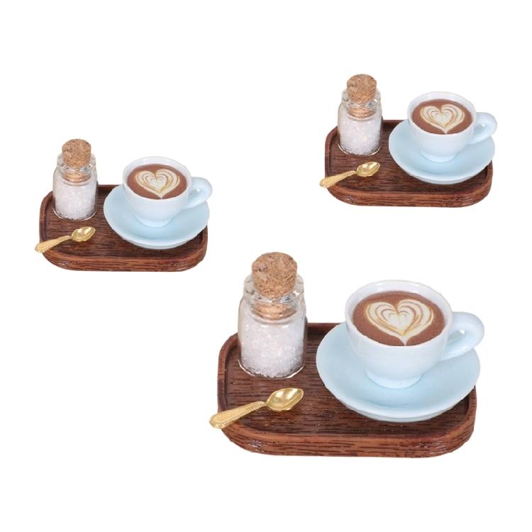Miniature English Coffee Cup Party Accessories Alloy Coffee Cup Set Pretend Play Detail Dollhouses Decors 3 Set