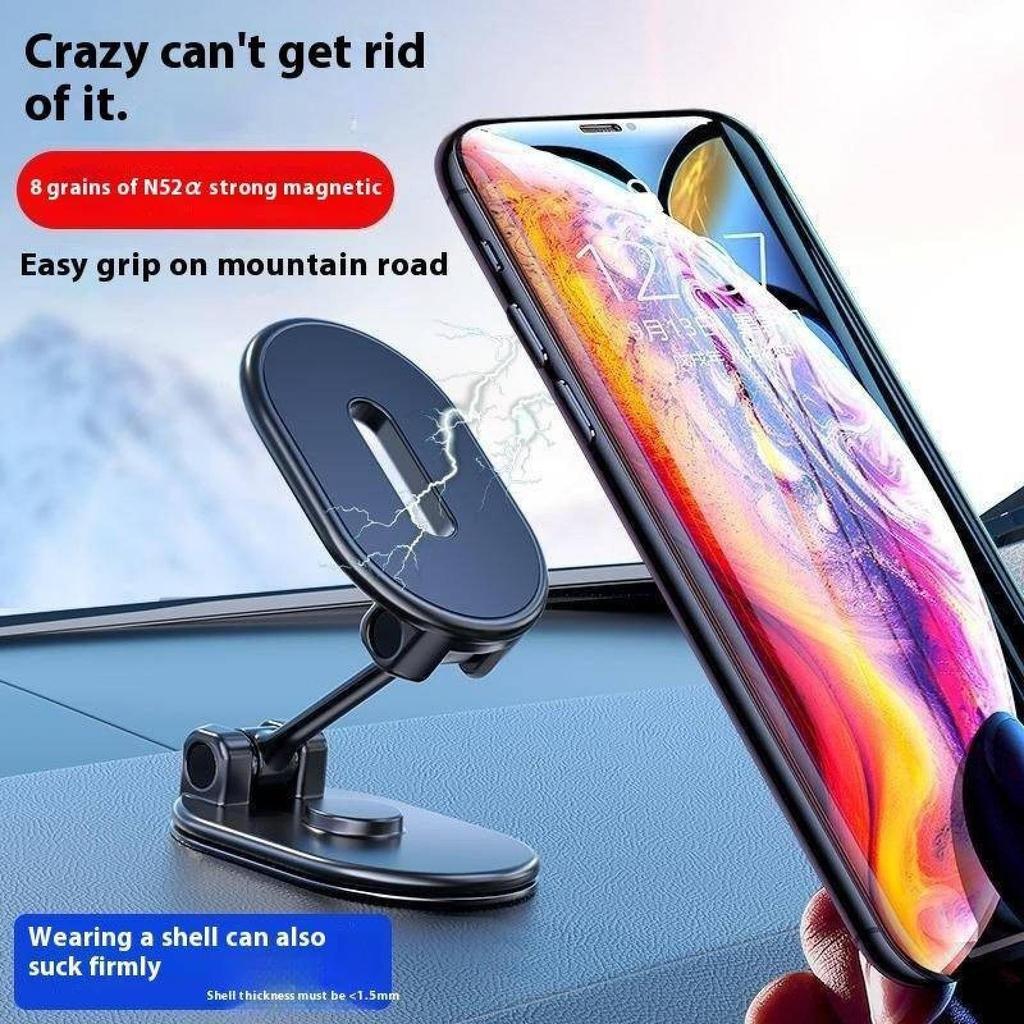 Creative Magnetic Car Mobile Phone Holder Rotating Folding Telescopic Bracket Multi-Angle Positioning Car Navigation Alloy Car Bracket