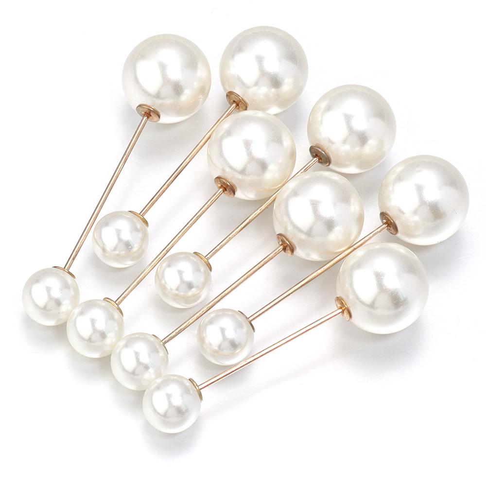 10 Stück Imitation Perlen Broschen Sicherheitsnadel Beige Doppelperlen Zum Befestigen von Kleidung Röcken Sicherheitsnadel DIY Modeschmuck Party Geschenk