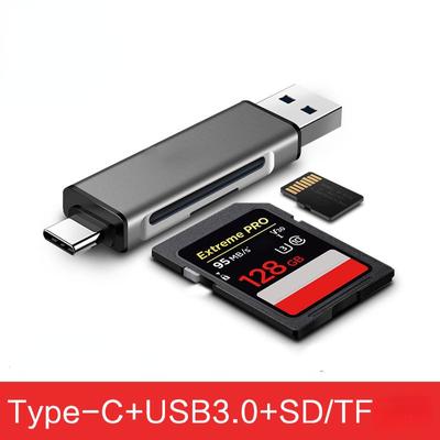 קורא כרטיסי USB 3.0/2.0 Type-C TF/SD מהיר למחשב וטלפון עם עיצוב נייד