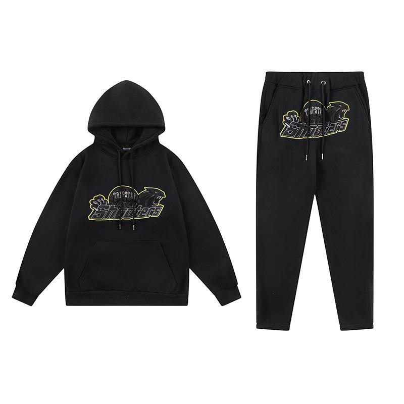 Trapstar Red & Black Tiger Head Towel Embroidery Tracksuit - Couples' Casual Hoodie & Pants Set