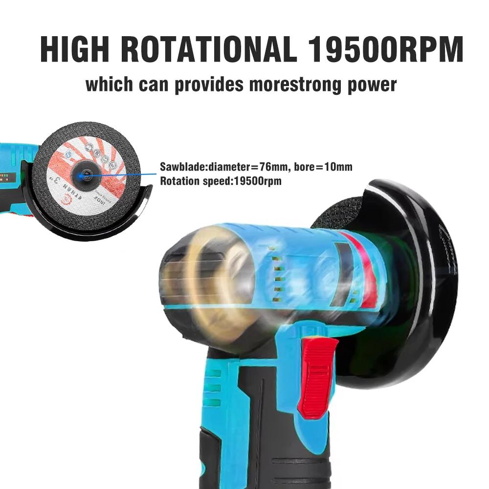 19500RPM 12V Cordless Angle Grinder | Diamond Cutting/Polishing/Grinding | Mini Rechargeable Multi-Function Tool | amabilis