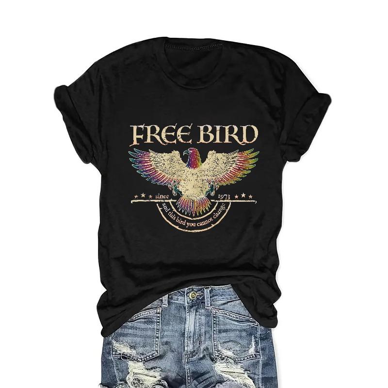 

Womens Graphic Letter Printed Summer Fitted Round Neck T Shirt S