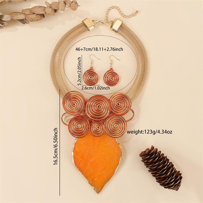 Collier Boucles d'oreilles Feuille Cristal Fait main Vintage Statement Collier Bib Bohème Bijoux Africains Cadeaux