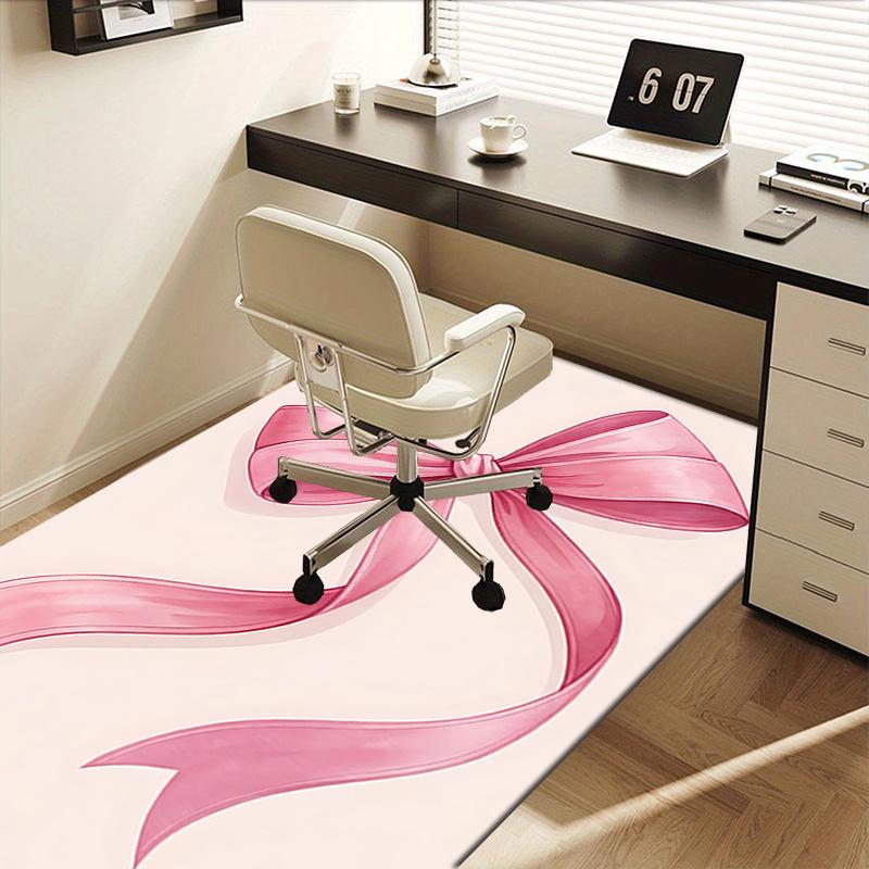 Pink Bow Theme Office Carpet Chair Mat Large Size, Non Slip Desk Pad for Home Decor, Sofa Rug, Office Use, Gift Idea for Any Room