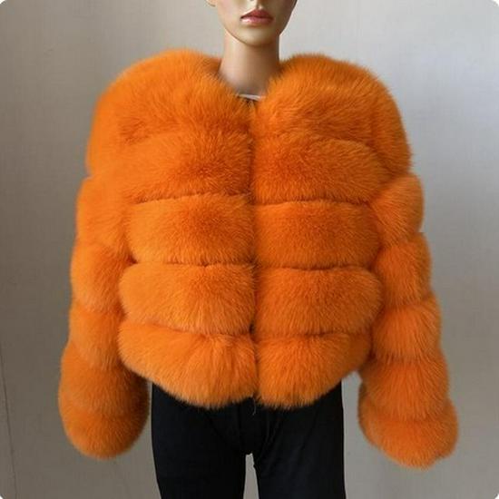 Kurzer Wintermantel aus Kunstfuchs für Damen - Europäischer & Amerikanischer Stil, Langärmelig