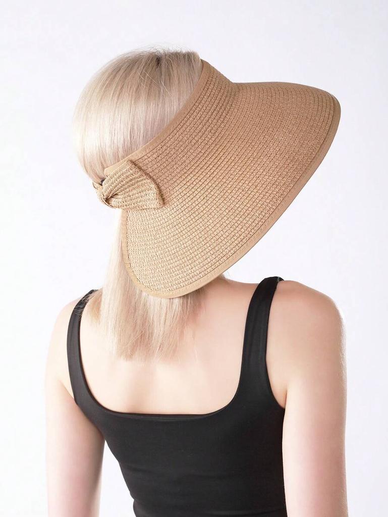 Women Wide Brim Straw Sun Visor Hat UPF UV Protection Packable Foldable Beach Travel Hat