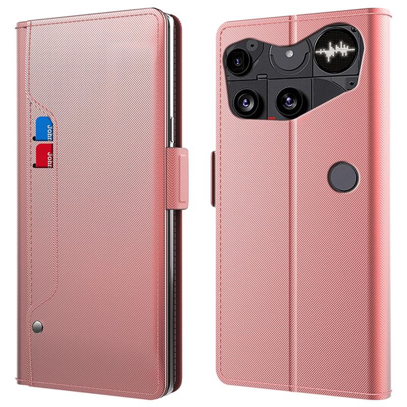 

For Nothing Phone (3) 5G Case Stand PU Leather Phone Cover Card Holder Mirror