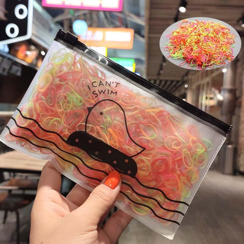 1000 Pcs Clear & Black Small Rubber Bands Colorful Elastic Hair Ties Ponytail Holders for Baby Girls Hair Accessory