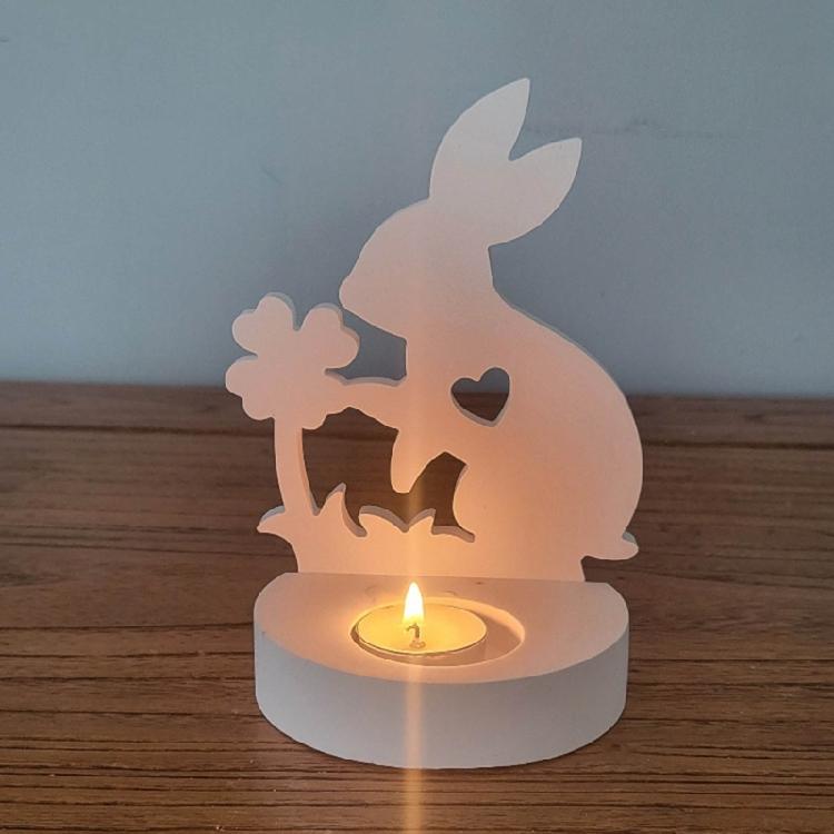 Silicone Molds Rabbit Candle Holder Resins Molds DIY Flame Candlesticks Mould