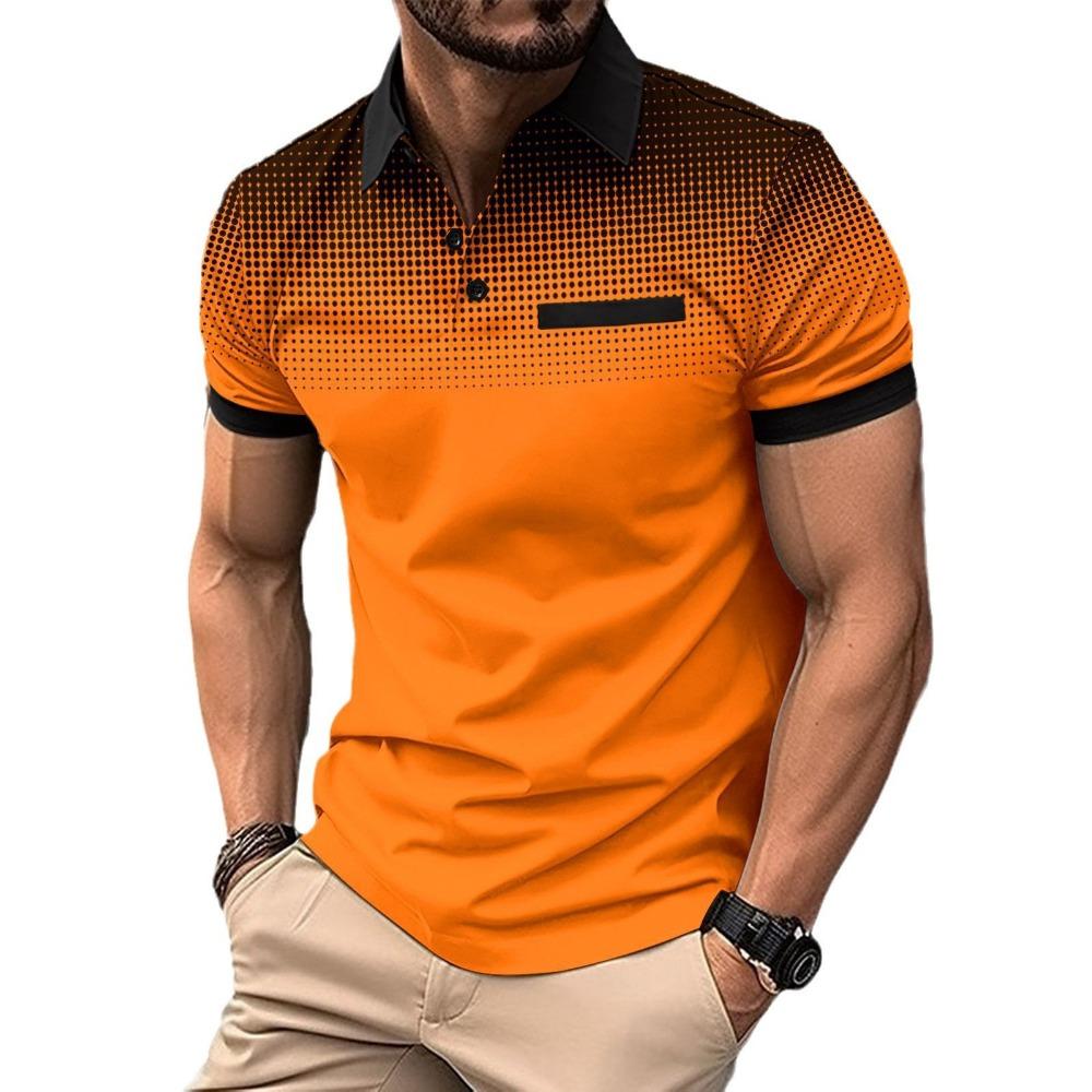 Printed Collar Top for Summer Men's Casual Polo Shirt