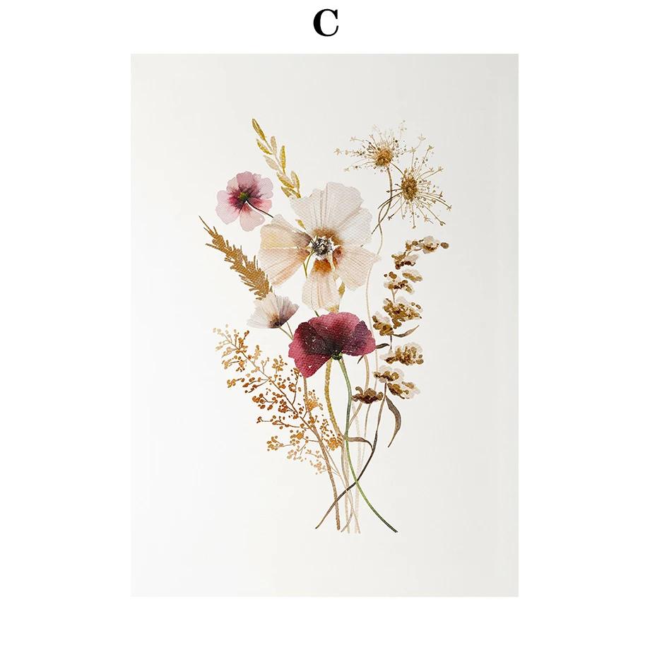Boho Floral Artwork Watercolor Botanical Print Wildflowers Bouquet Wall Art Canvas Painting Nordic Poster Home Living Room Decor