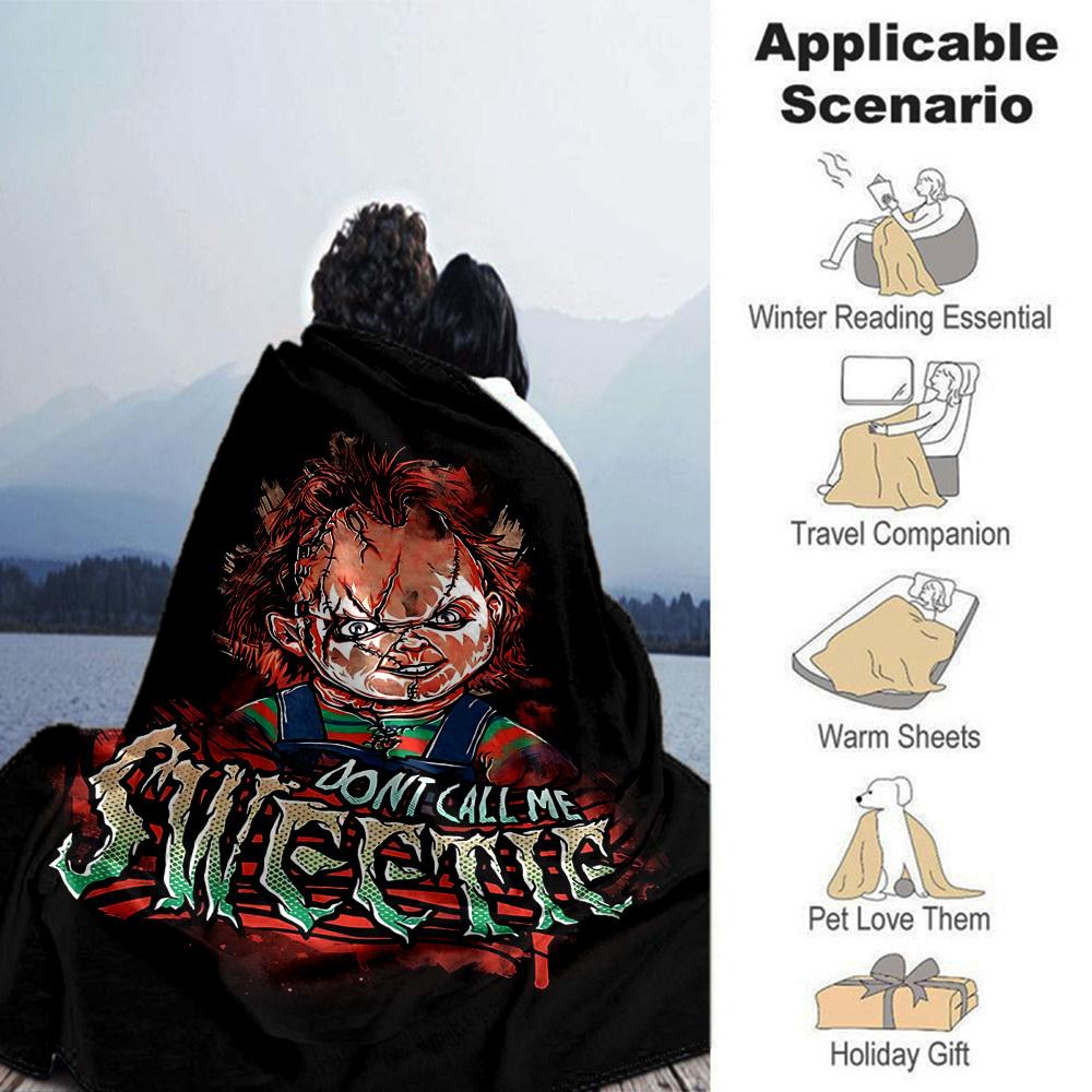 1pc Chucky Sweetie Throw Blanket Soft Flannel, Cozy All Season Polyester Perfect for Home, Office