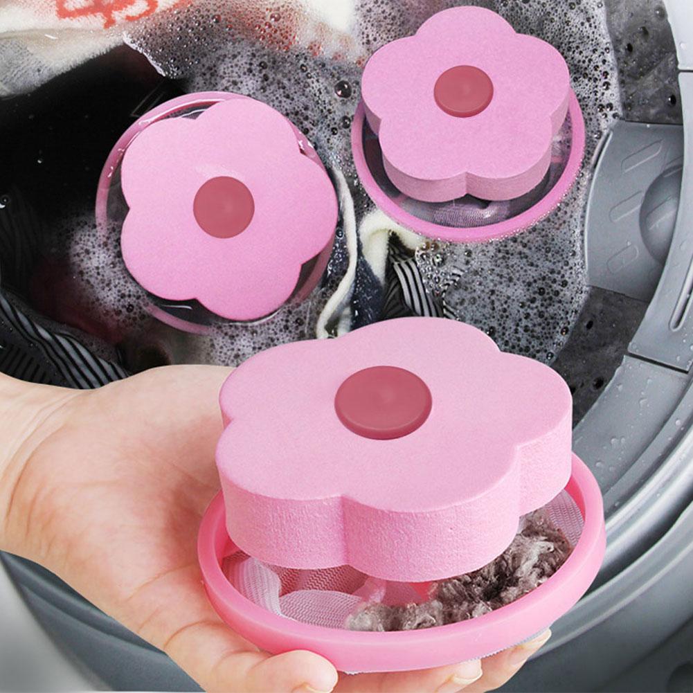 Washing Machine Pet Fur Catcher Reusable Flower Shaped Floating Lint Filter Mesh Bag Hair Filter for Dog Cat Fur Hair Collector