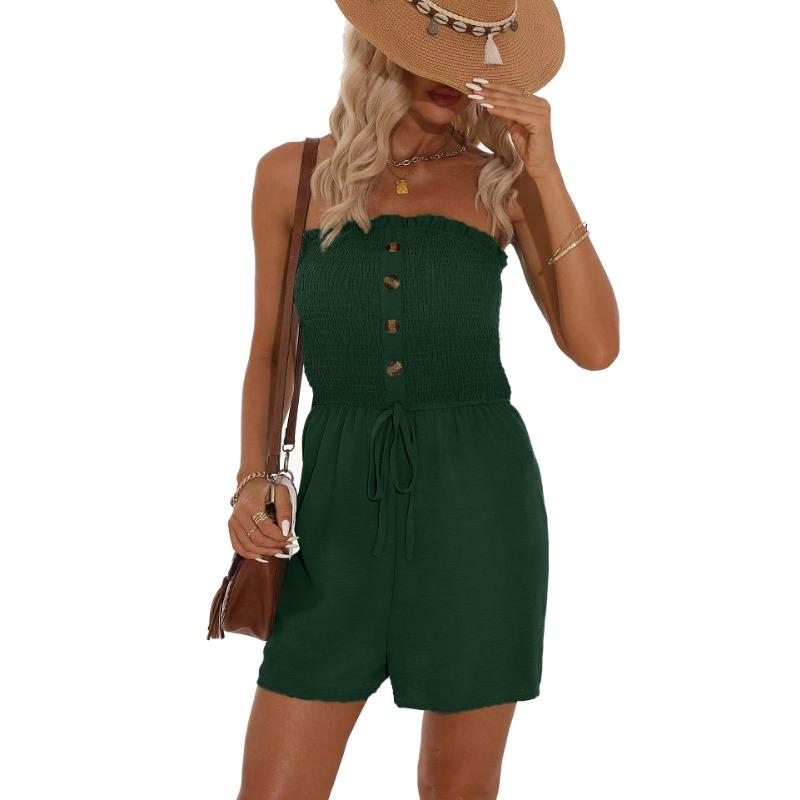 DAFIFY Women's Fashion Casual Summer Spring Solid Color Print Sleeveless High Waist Trousers Jumpsuits & Rompers