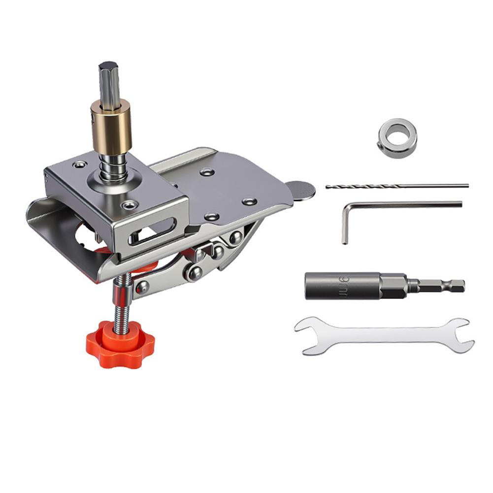 35mm Hinge Drilling Fixture Set, Concealed Hinge Drilling Guide Fixture, Aluminum Alloy Hinge Hole Screw Template Positioner