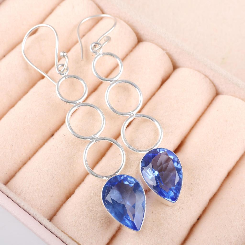 Tanzanite Handmade Gemstone Earrings, 925 Solid Sterling Silver Earrings Antique Jewelry, Earrings For Engagement Gift