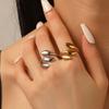 Stainless Steel Metal Leaf Open Ring For Women Fashion Gold Color Geometric Adjustable Ring Aesthetic Zircon Party Gifts