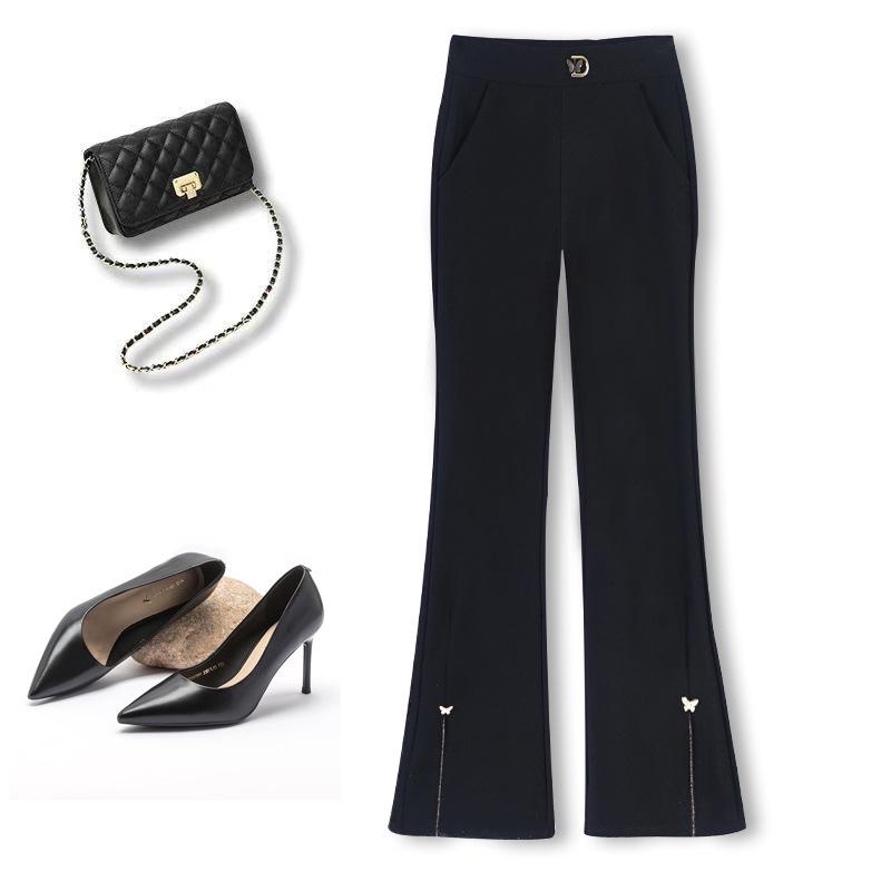 

Women s 2025 High Waist Flare Pants: Stylish Nine-Point Casual for Elegant Summer Wear XL for 75-90 jin