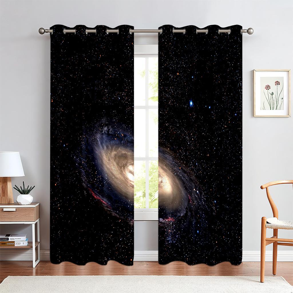 

Мечтательное звездное небо галактика 3D печатные шторы полиэфирное волокно спальня гостиная кабинет декоративные шторы легко стирать и ухаживать W50xH140(CM)x2PCS&Grommet Top