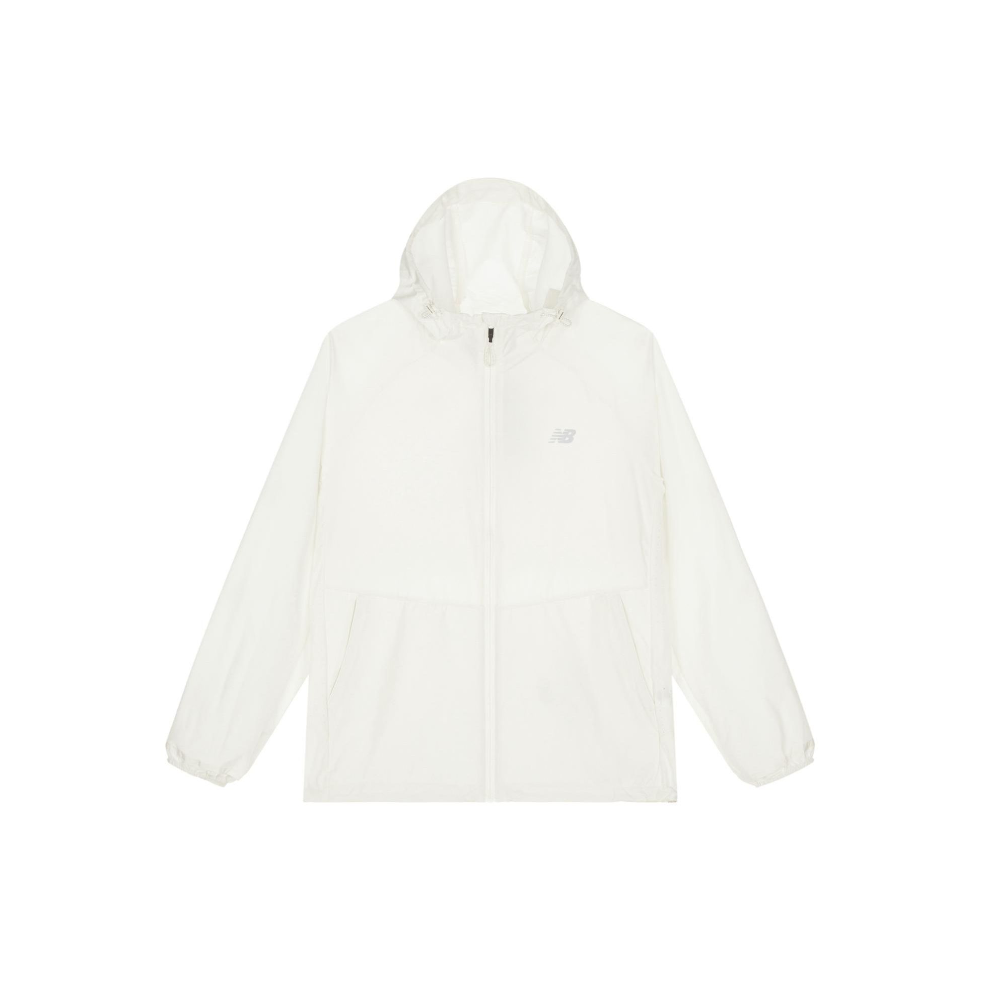 

New Balance Unisex Functional Hooded Jacket With Large Pockets And Small Logo Design Unisex Outerwear White NAE24101-WT