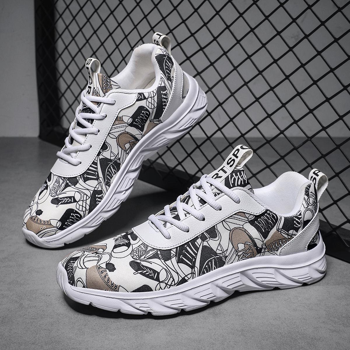 

TUINANLE/мужские кроссовки, легкая повседневная обувь, кроссовки для бега с граффити, большие размеры 39-48, дышащая прогулочная мужская обувь 48