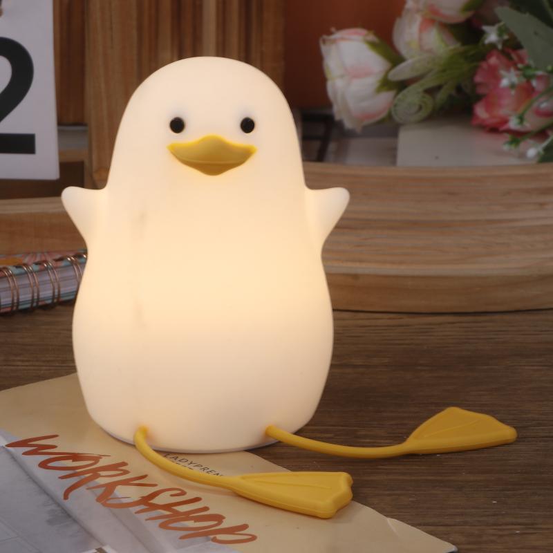Cute Animal Silicone Lamp Duck Night Light For Kids Touch Control Dimmable Usb Rechargeable Bedside Bedroom Decor Birthday Gifts