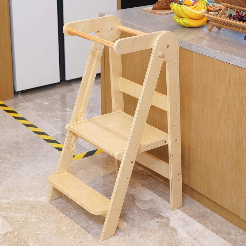 Kids' Montessori Learning Tower: Foldable Anti-Fall Step Stool for Hand Washing & Dining