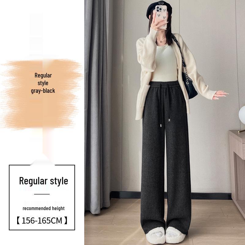 

Cream-Colored Wide-Leg Cashmere Wool Sweatpants - 2026 Slim Fit Style for Autumn/Winter L