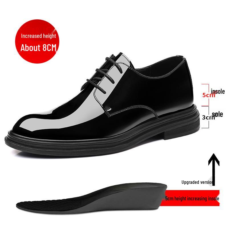

Мужские туфли из лакированной кожи в корейском стиле, с увеличением высоты на 6-8 см и заостренным носком, для бизнеса и официальных мероприятий. Size 39