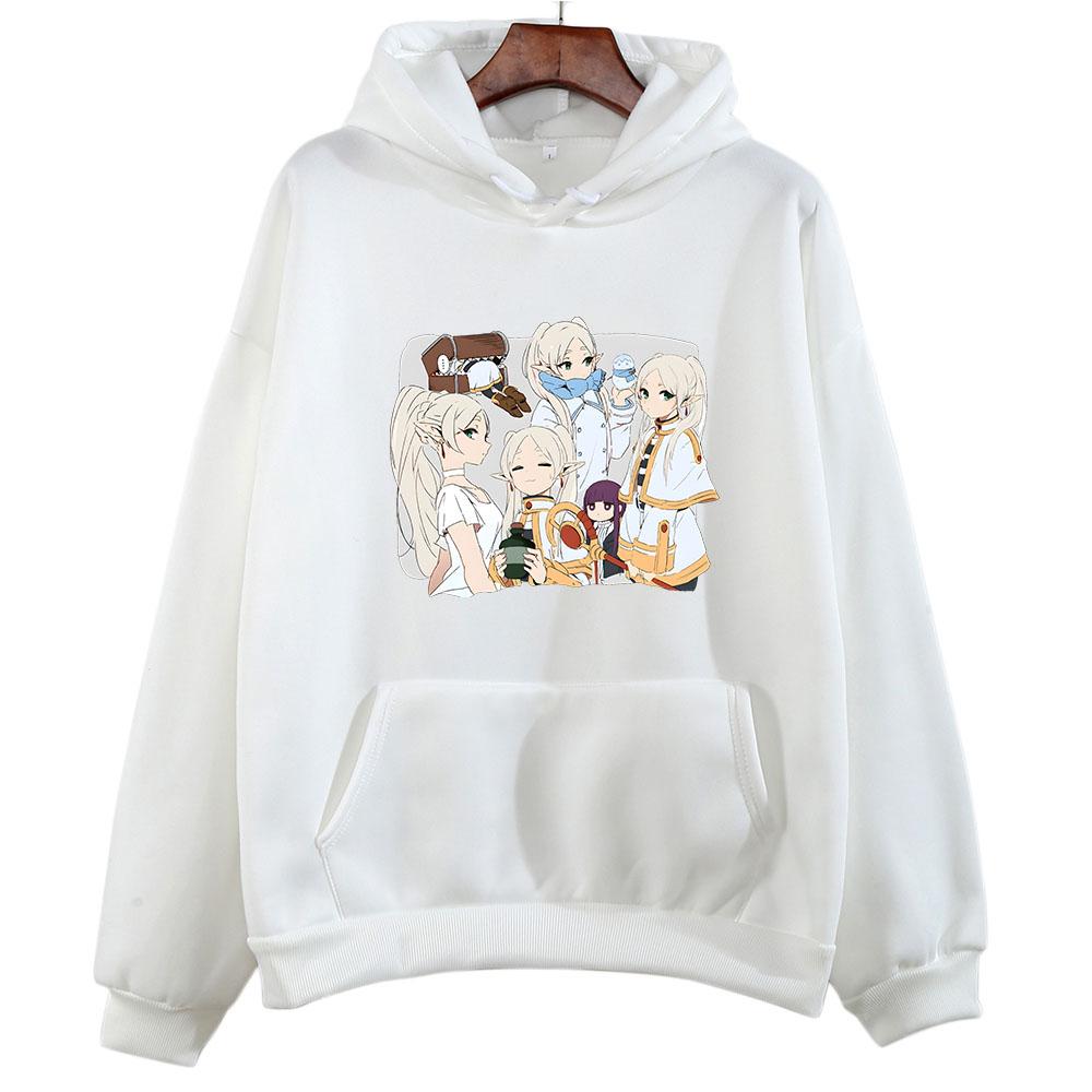 

Sousou No Frieren Beyond Journey s End Cartoon Hoodie Женская/мужская корейская одежда с рисунком манги Топы для улицы XS белый