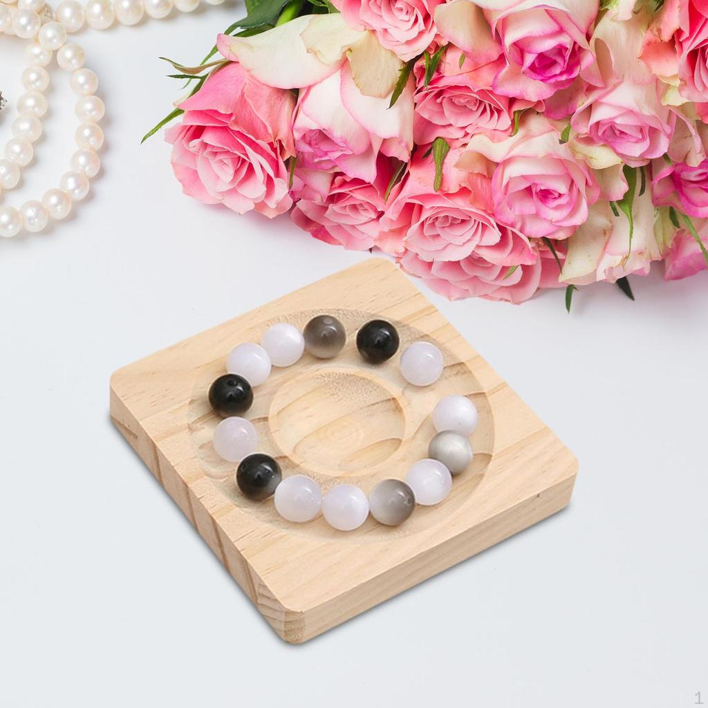 Tacka na bransoletki z bambusa, tacka do przechowywania biżuterii, organizer na koraliki i zawieszki