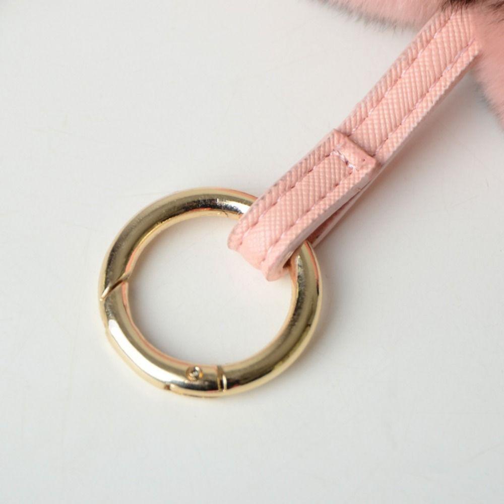 Cartoon Design Heart Fluffy Fur Keychain Heart Shape Heart Plush Pendant Gift