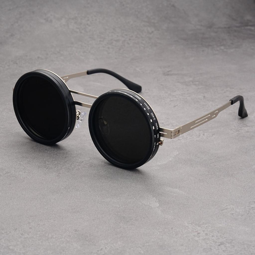 New multi-speed adjustable dimming rotating sunglasses fashionable retro personalized steampunk style UV-proof sunglasses