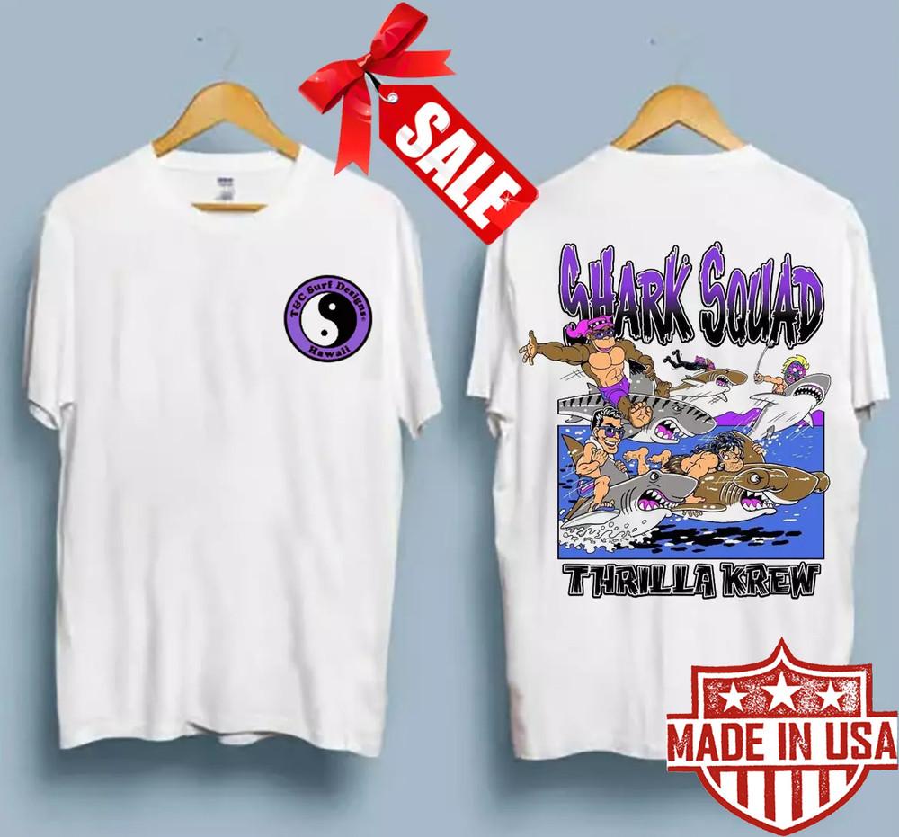 

T&C Винтажная футболка Town And Country с дизайном для серфинга Shark Squad Унисекс S